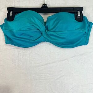 Victoria's Secret Bikini Top 36C Teal Blue  Shimmer Bandeau Womens